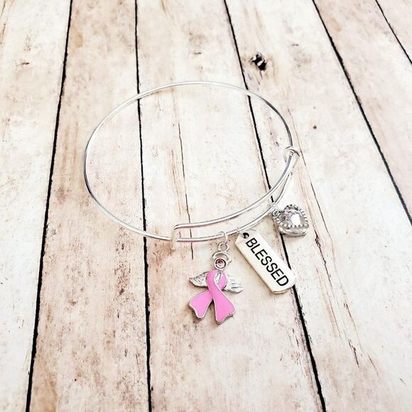 Breast Cancer Awareness Bracelet, Pink Ribbon, Motivational Gift - Picture 12 of 12